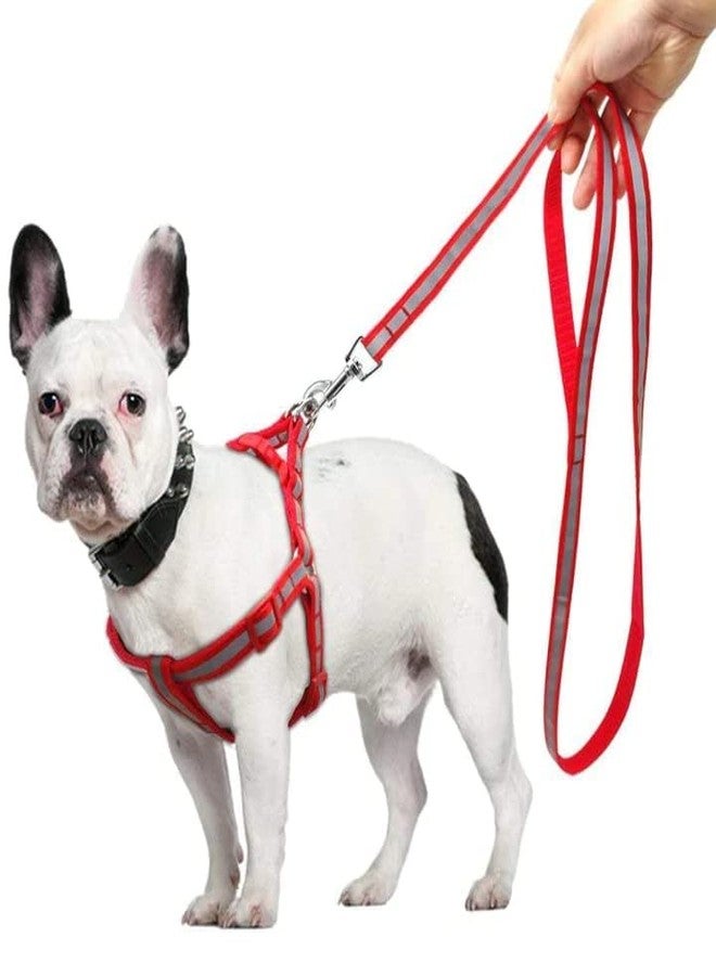 Pups&Pets Adjustable Soft Nylon Strip Radium Dog Harness & Leash Set for Puppies and Small Breed Dog Reflected Harness & Leash Set 15mm (Red Color) - Image 1